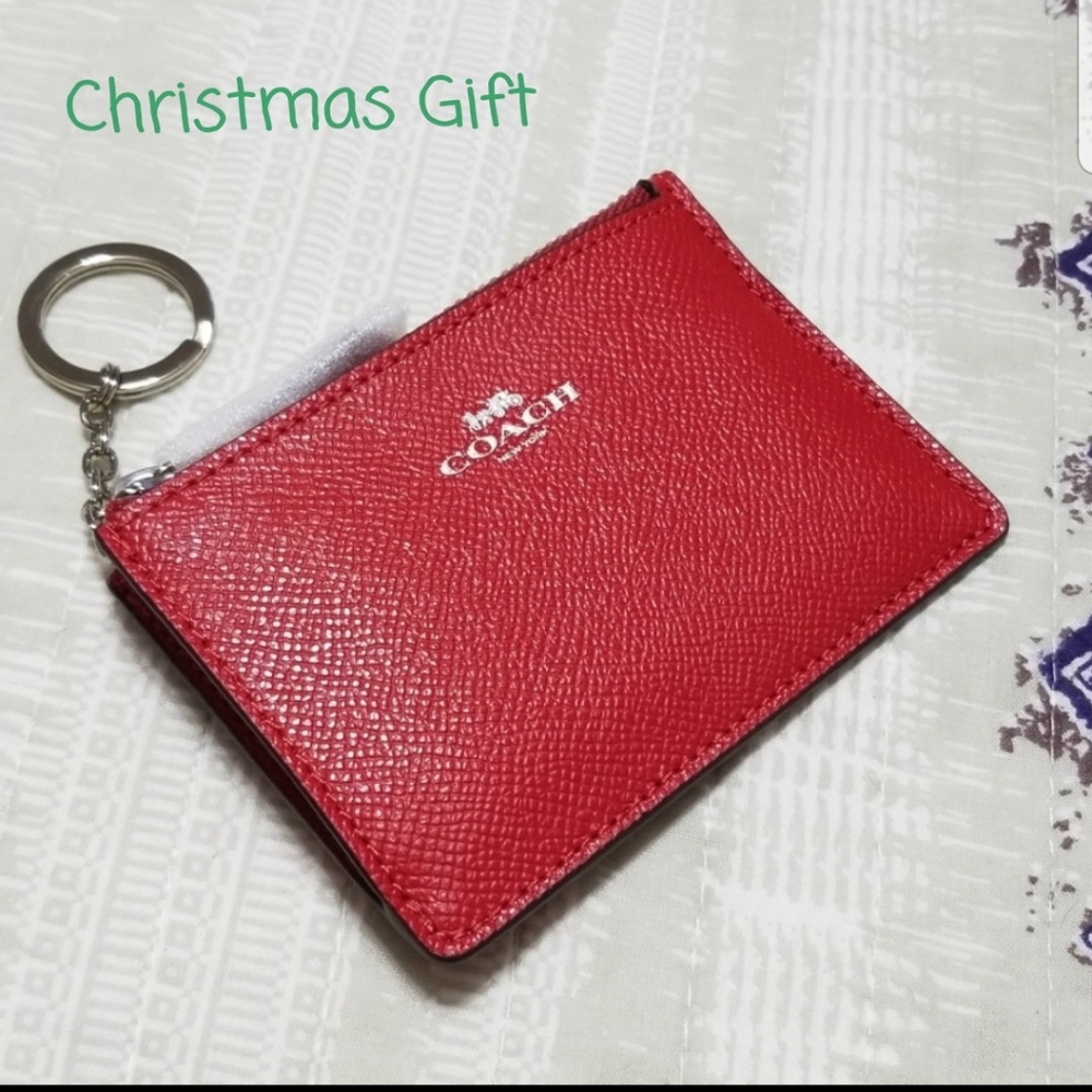 Coach F12186 Leather Mini Skinny ID Case Red NWT - Picture 2 of 8